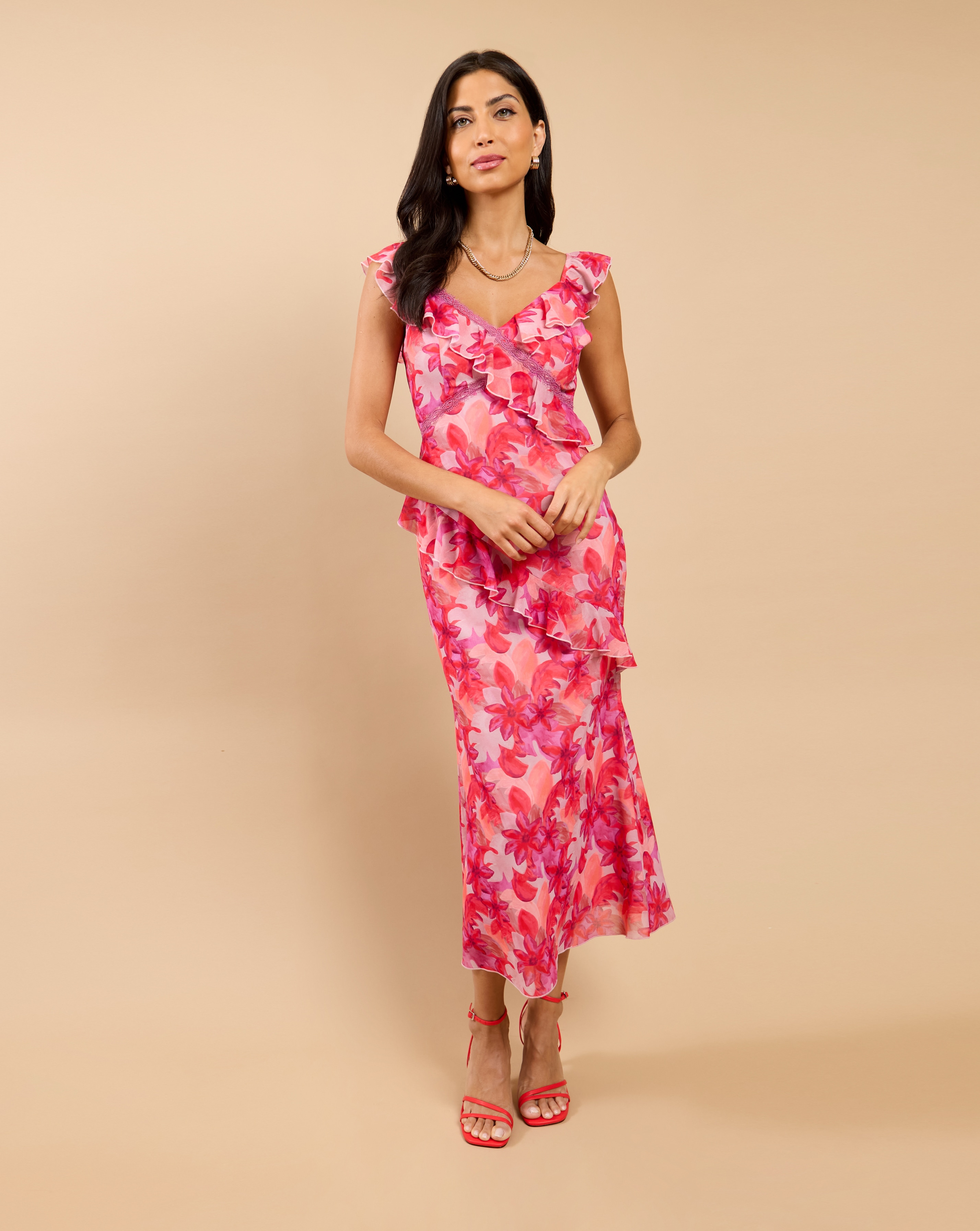 New In - LM Floral Ruffle Midaxi