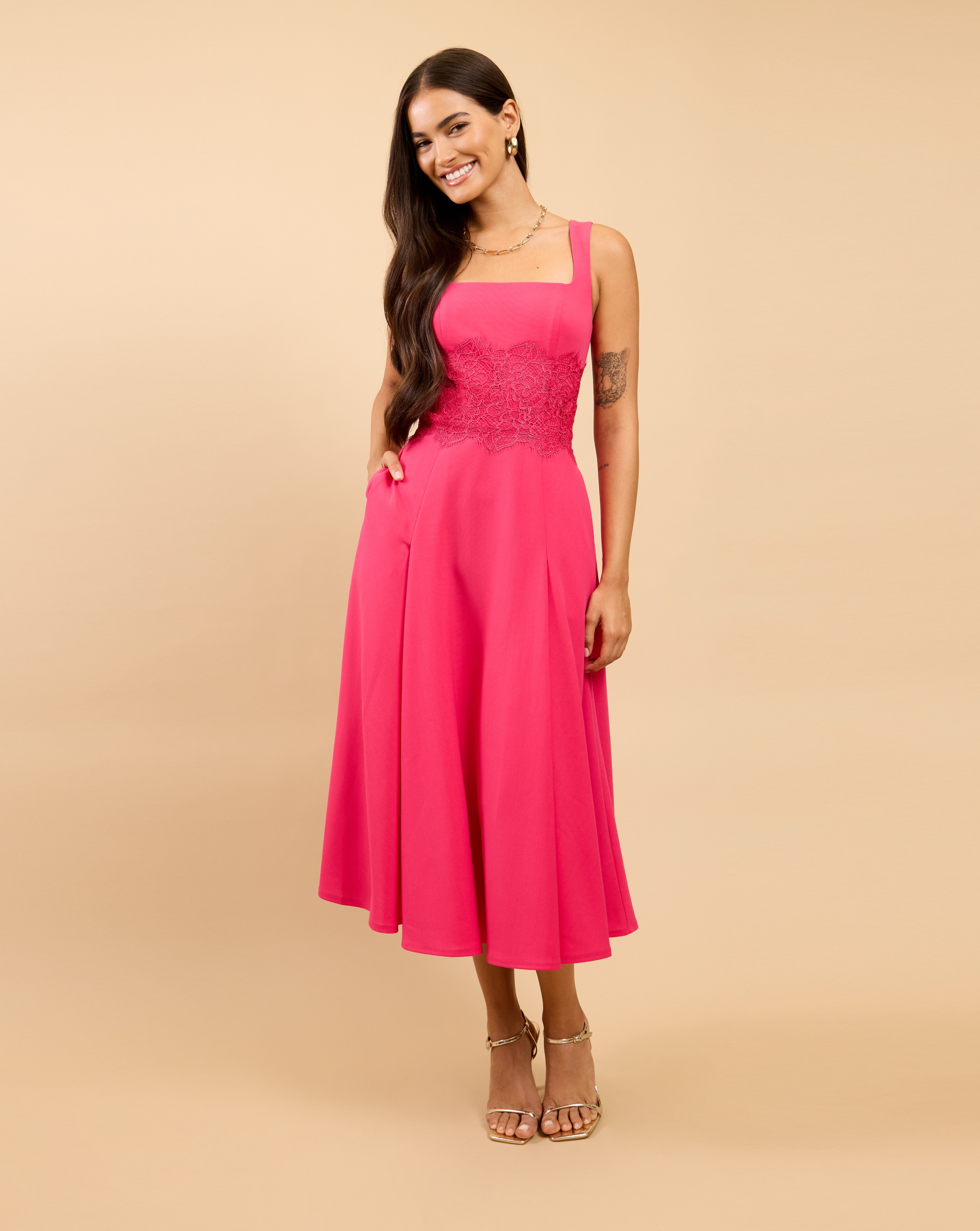 New In - LM Pink Lace Midaxi