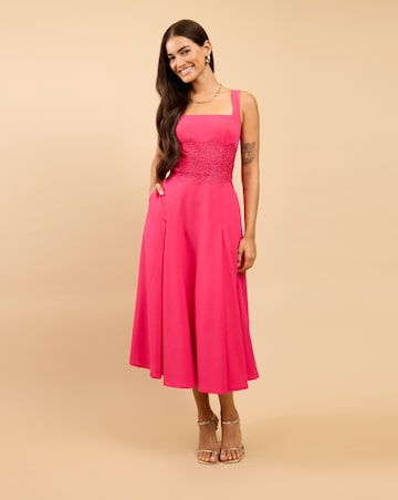 Little Mistress Pink Lace Midaxi Dress