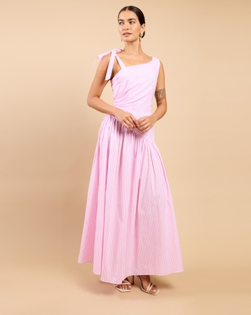 Little Mistress Pink Stripe Midaxi Dress