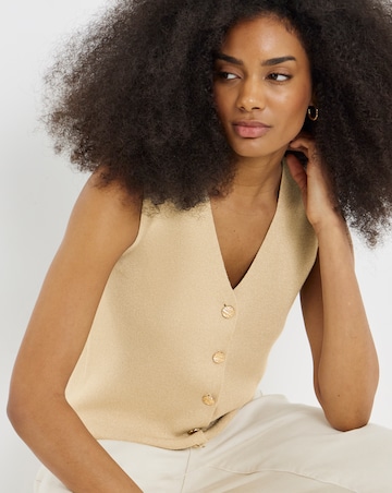 Vila Sleeveless Button Glitter Knit Vest