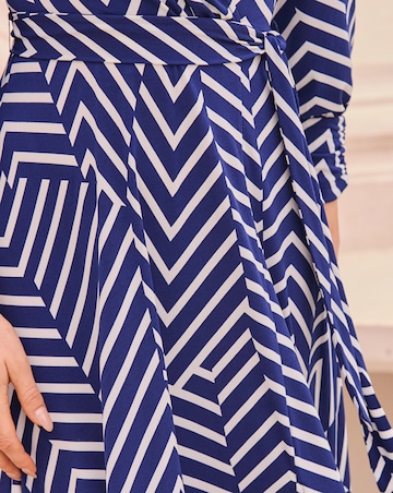 Sosandar Navy & White Geo Stripe Midi Dress