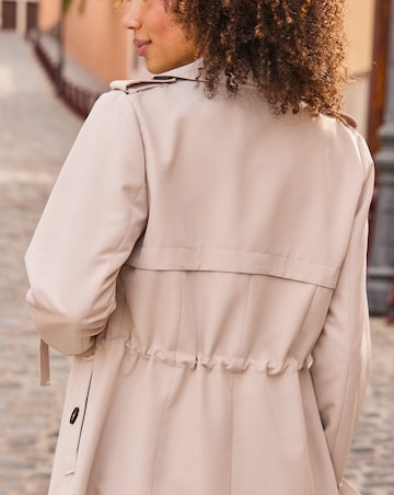 Sosandar Cinched Waist Mid Length Double Breasted Trench Coat