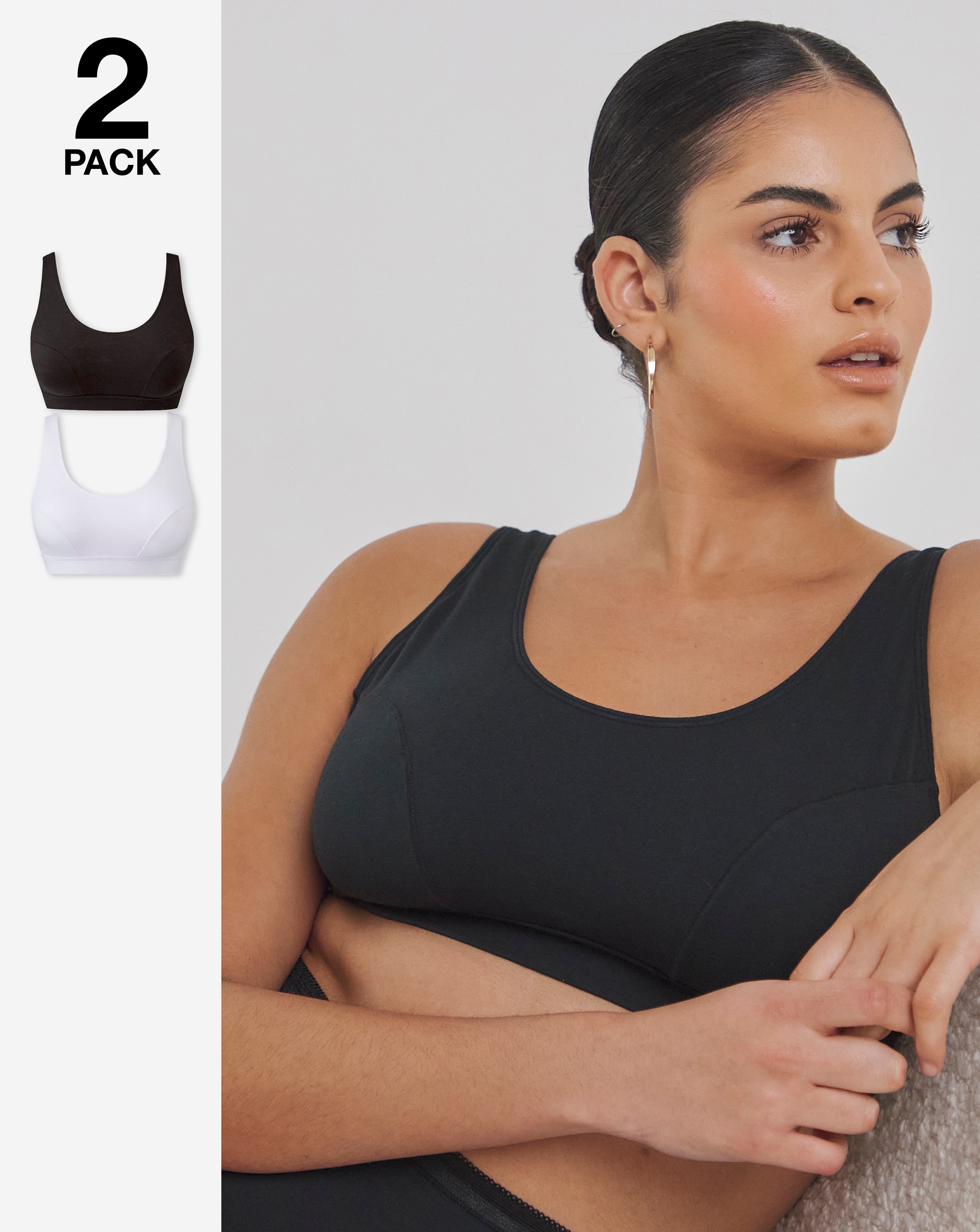 Black/White 2 Pk Slimma Comfort Tops A-D