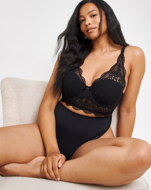 Pretty Secrets DD+ Lottie Lace Midi Bralette In Black | UK Size 44DD Women's