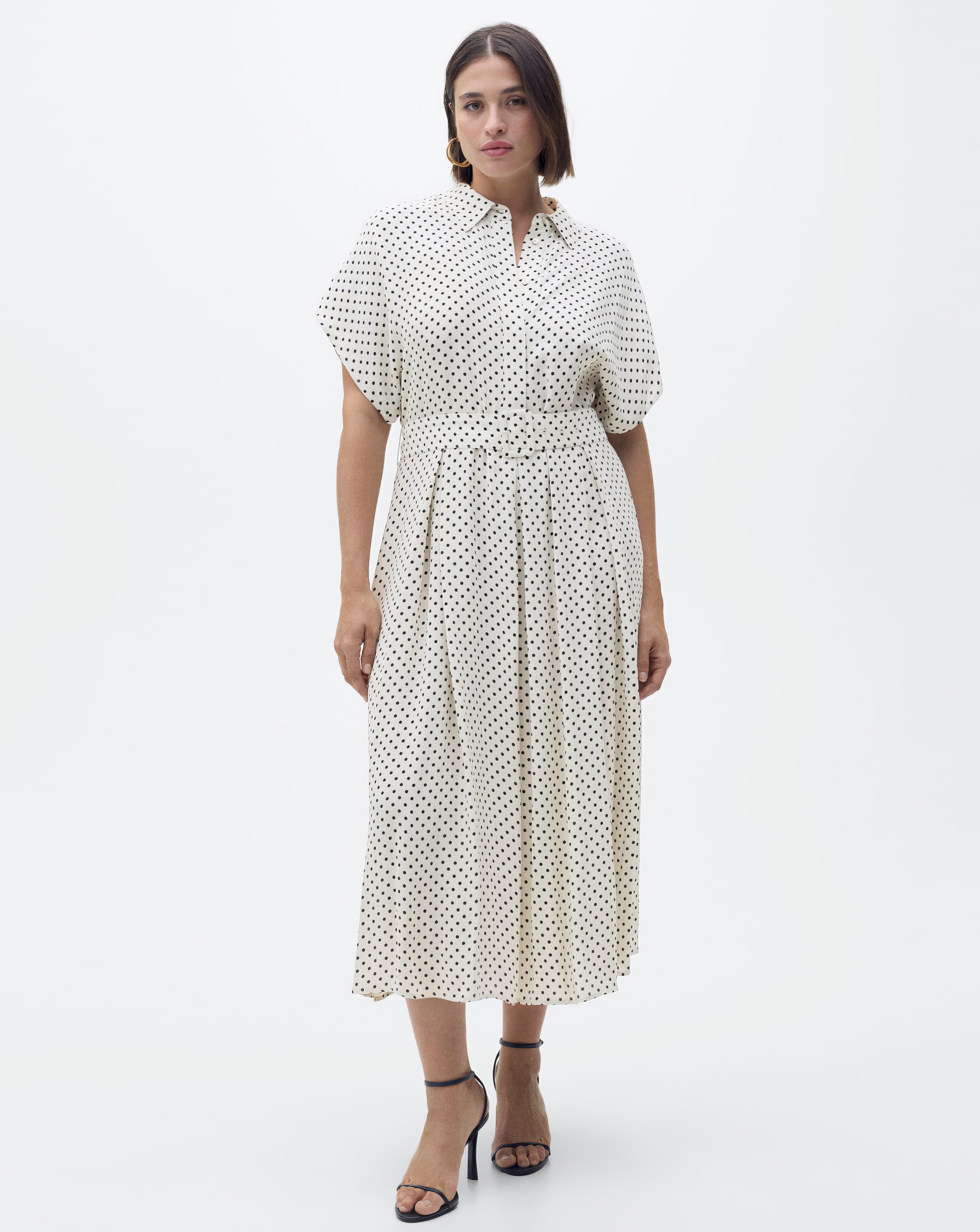 Mango Polka-Dot Dress with Belt
