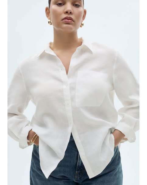 Mango Shirt Lino - Natural