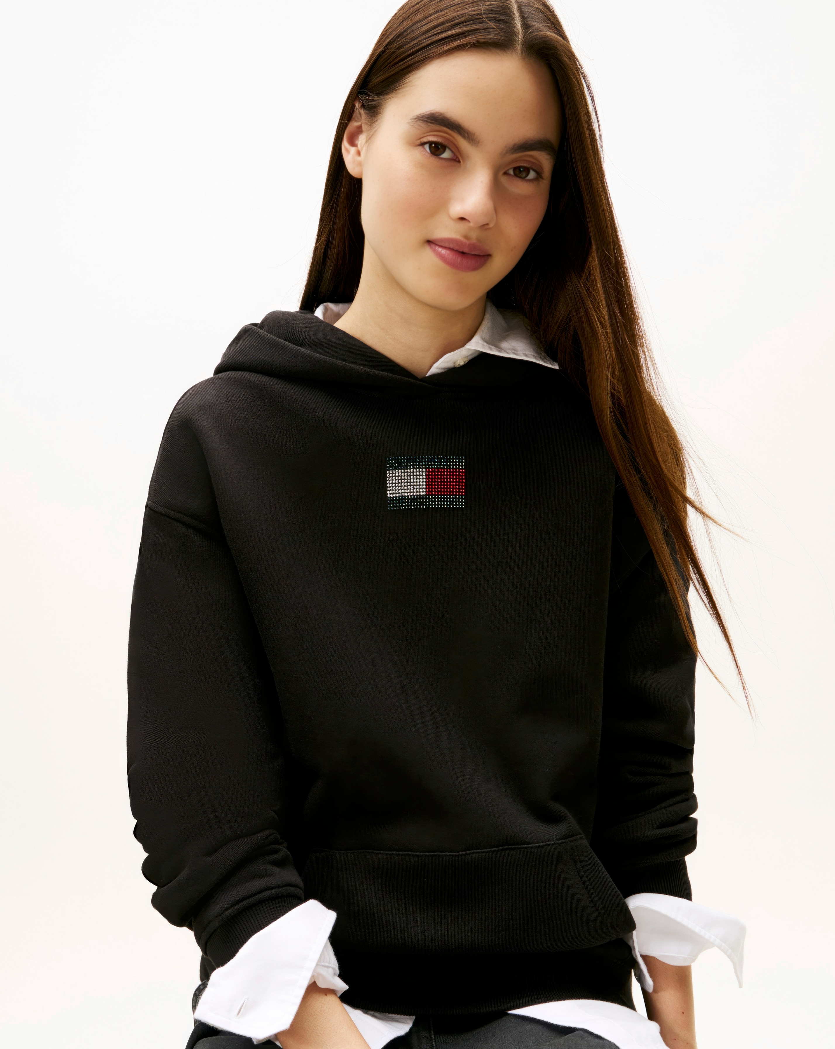 New In - Tommy Jeans Embellished Flag Hoodie