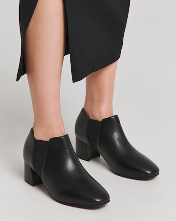 Heavenly Soles Colette Leather Mid Block Heel Shoe Boots - Extra Wide Fit (EEE)