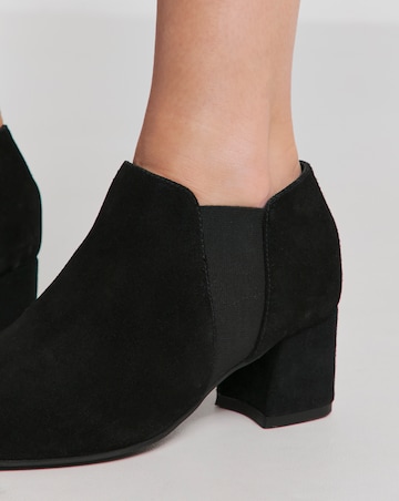 Heavenly Soles Colette Leather Mid Block Heel Shoe Boots - Wide Fit (E)