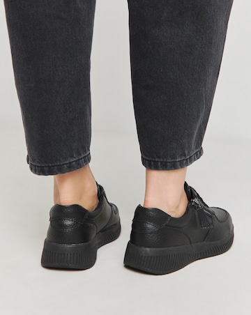 Heavenly Soles Seraphina Leather Lace Up Side Zip Trainers - Wide Fit (E)