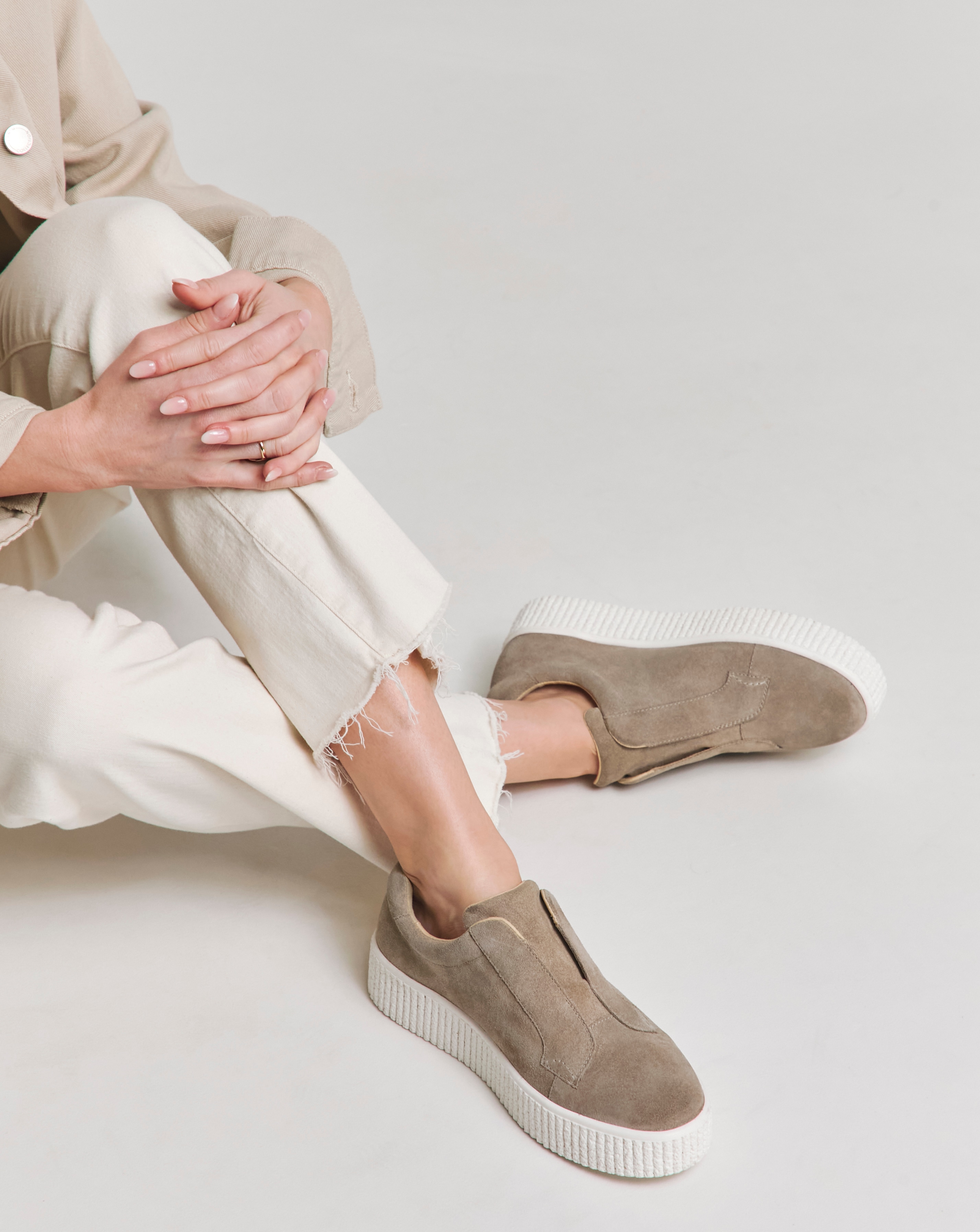 Leather Slip on Trainer Ex Wide Fit