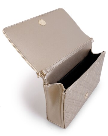 Love Moschino Diamond Quilt Flapover Gold Cross-Body Bag