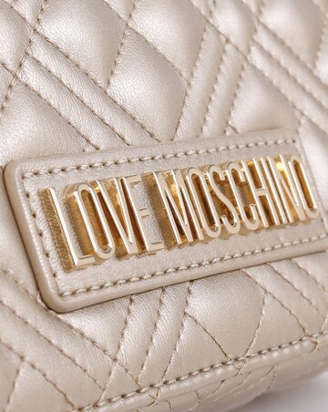 Love Moschino Diamond Quilt Flapover Gold Cross-Body Bag