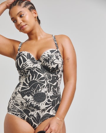 Figleaves Underwired Bandeau Swimsuit With Detachable Straps