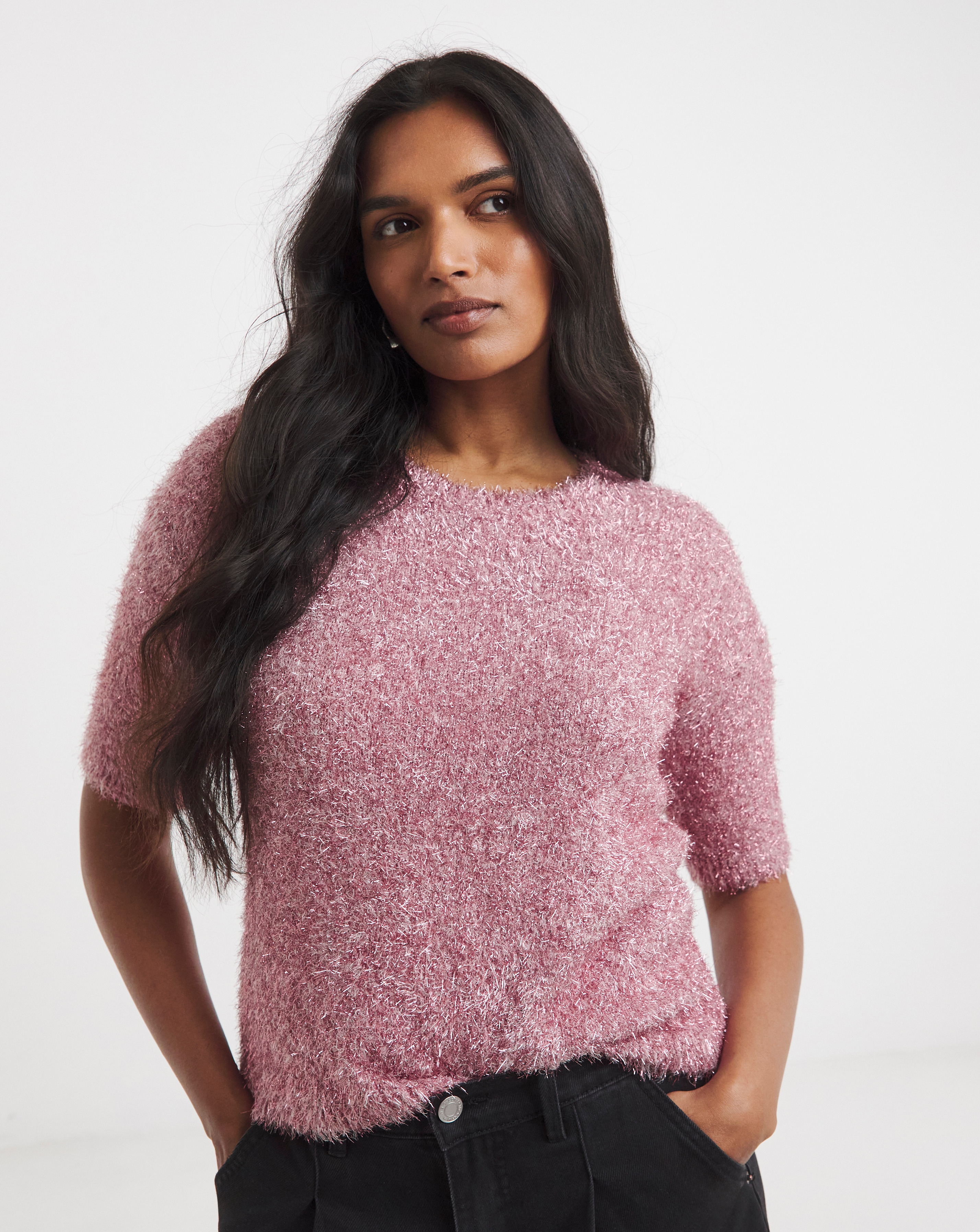 New In - Simply Be Tinsel Short Sleeve Jumper