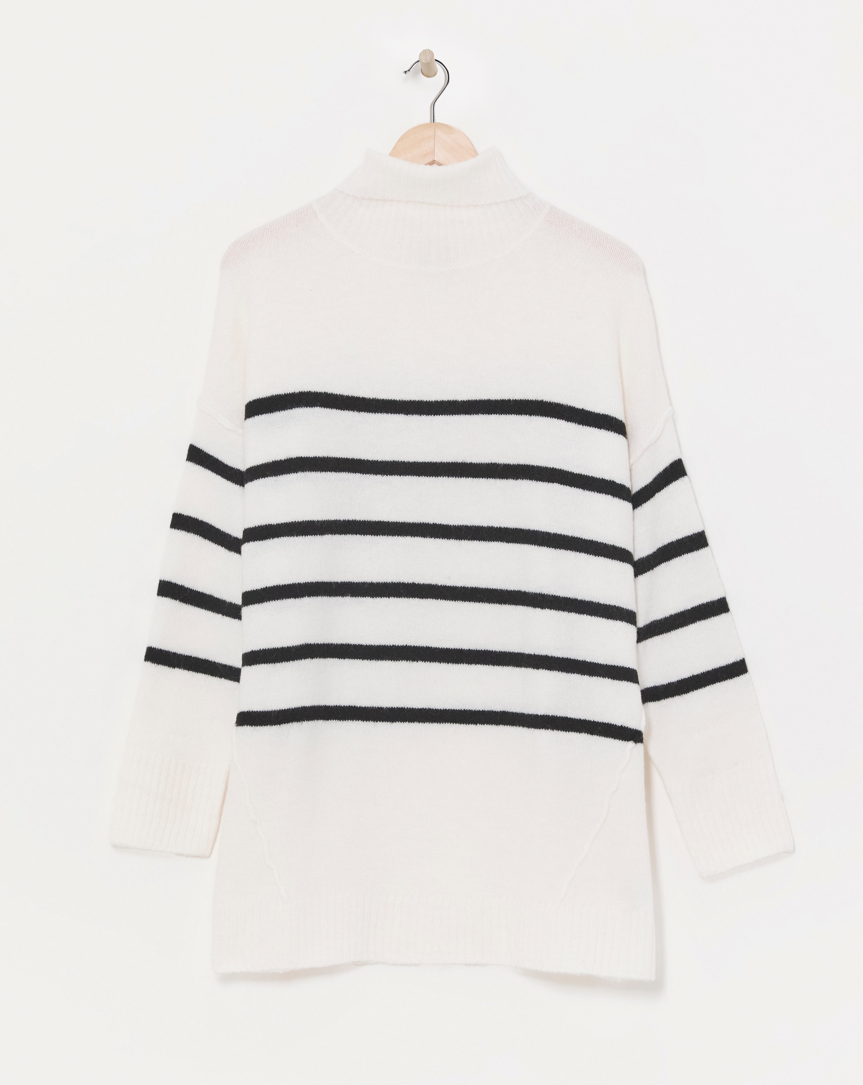 Mono Stripe Longline Roll Neck Jumper