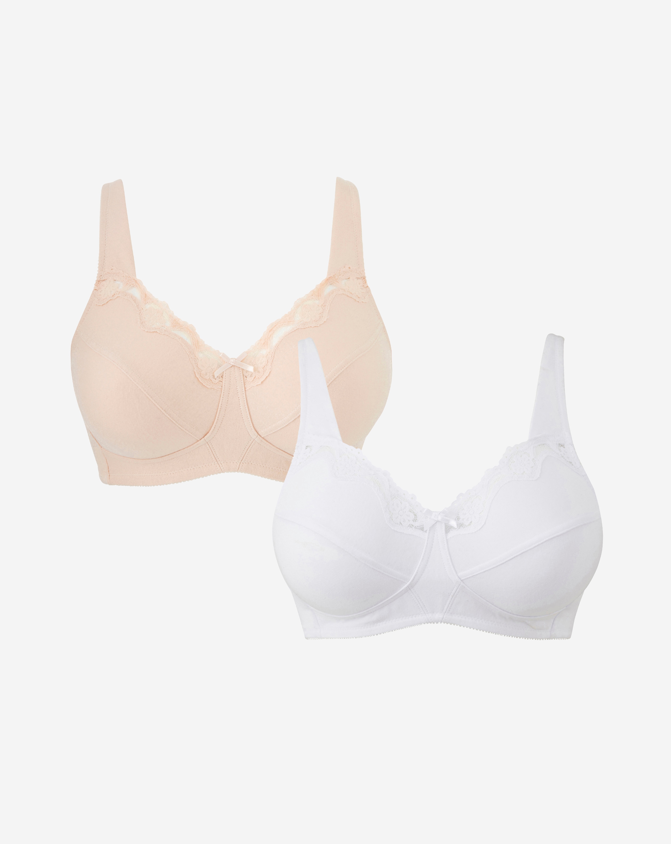 Naturally Close DD+ 2 Pack Sarah Non Wired Bras In Blush/white | UK Size 36DD Women's