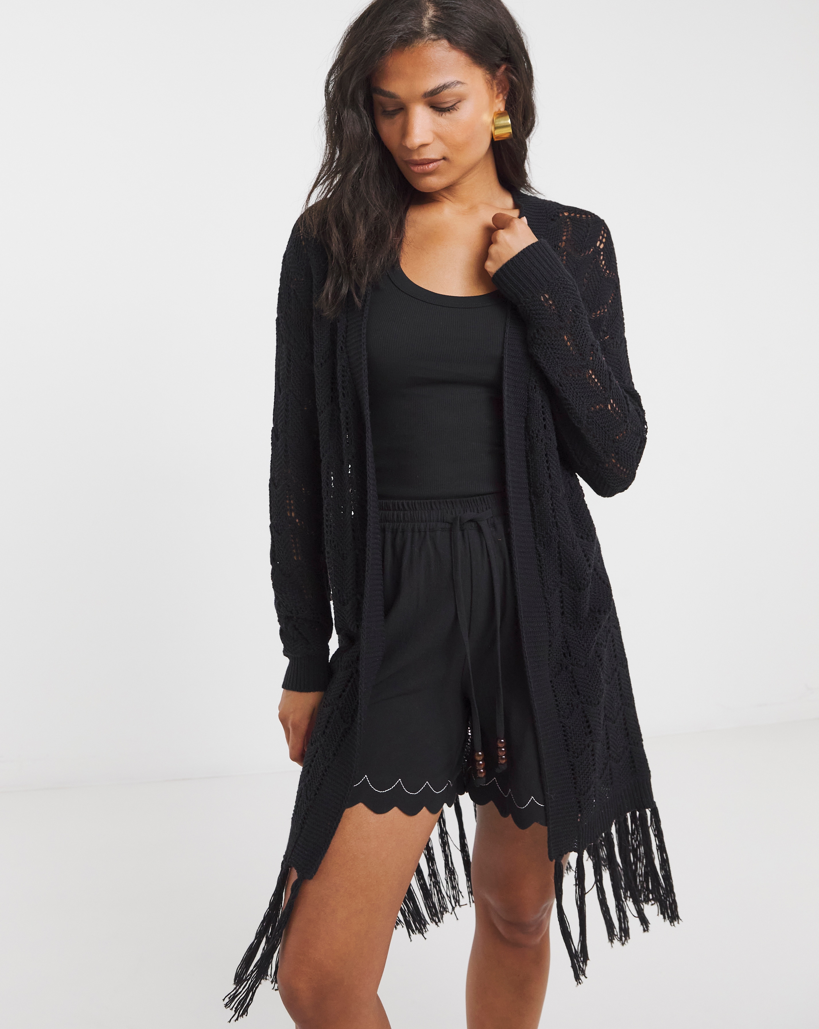 Simply Be Black Fringe Cardigan