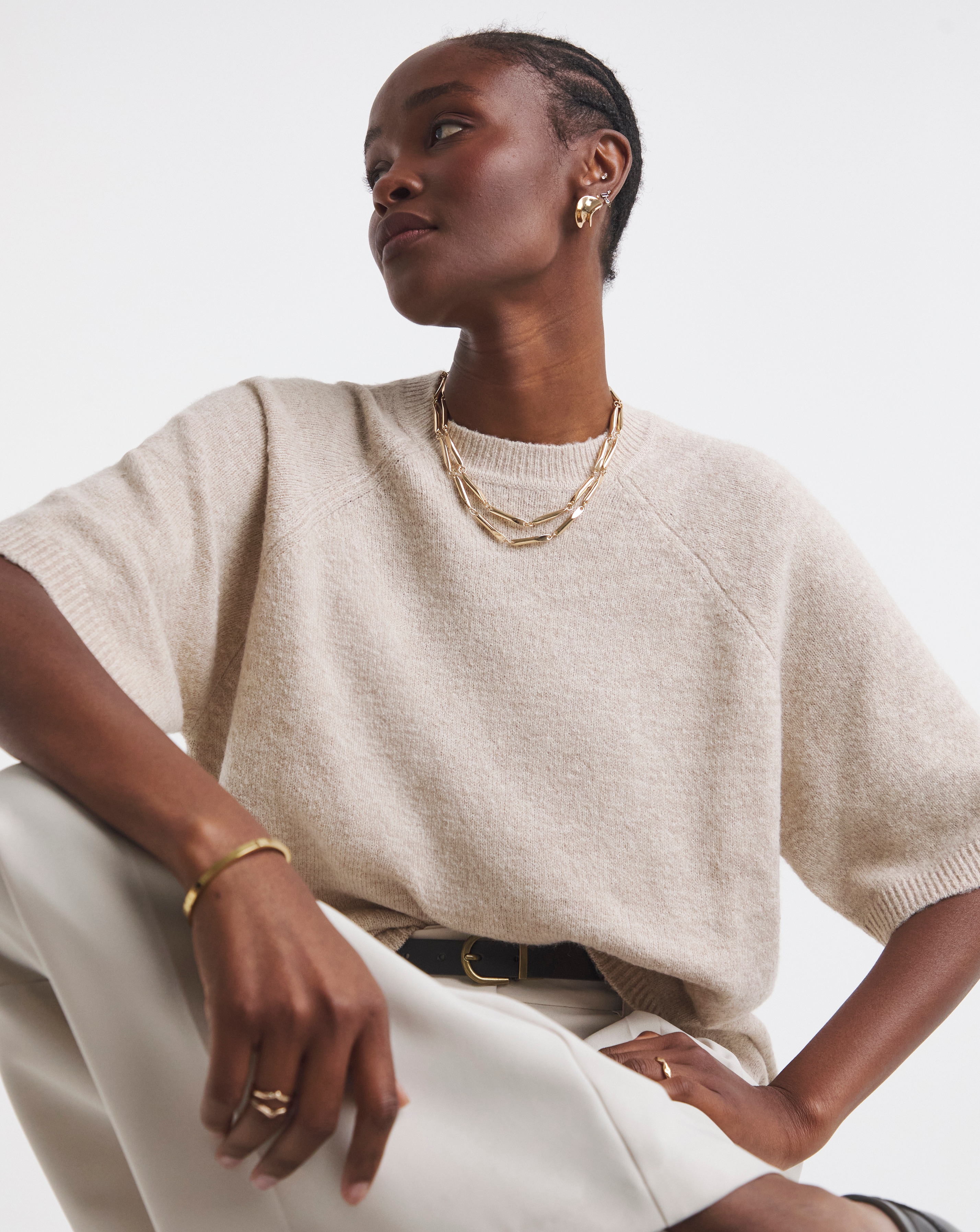 Short Sleeve Boxy Knitted T-Shirt