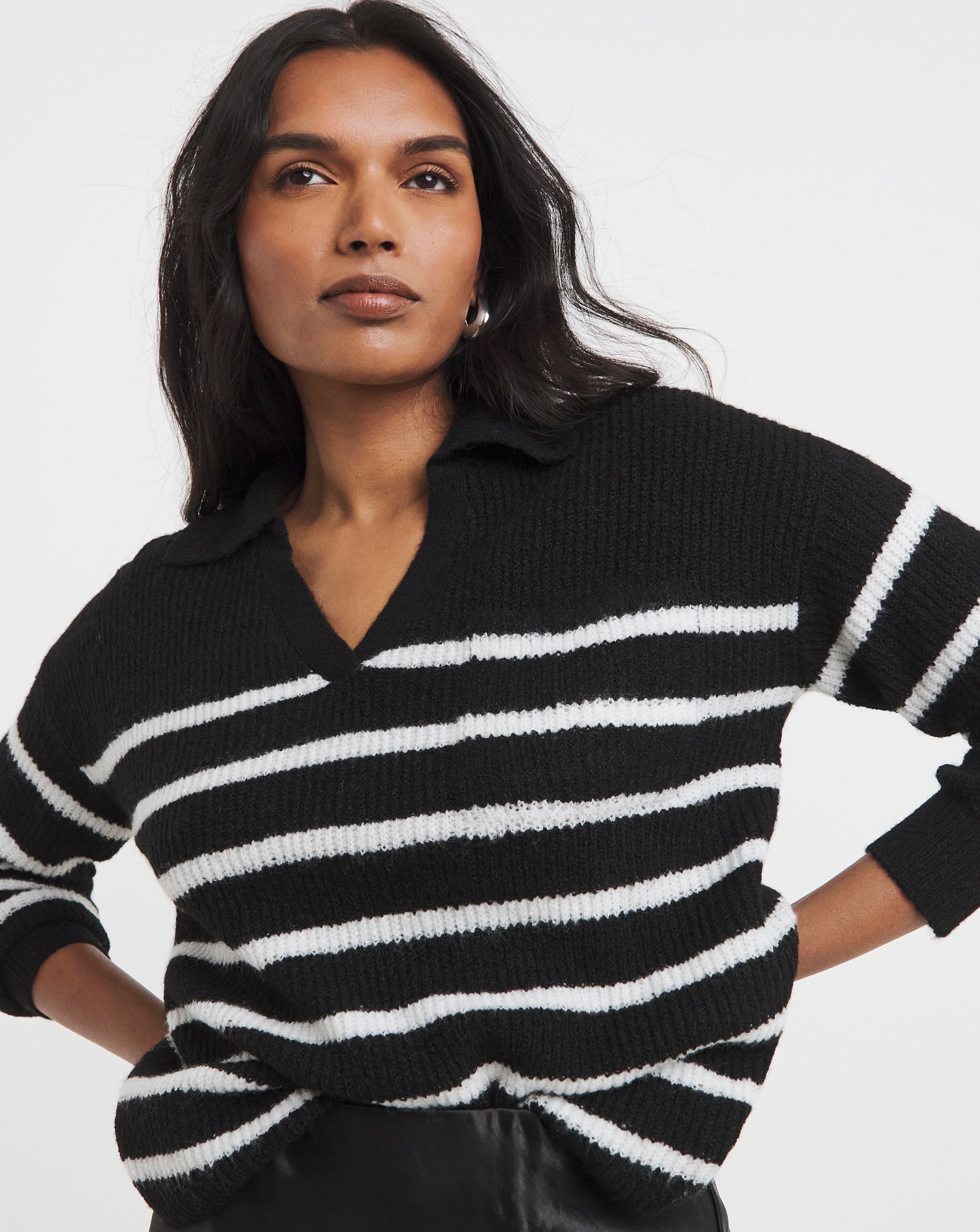 V-Neck Collared Jumper