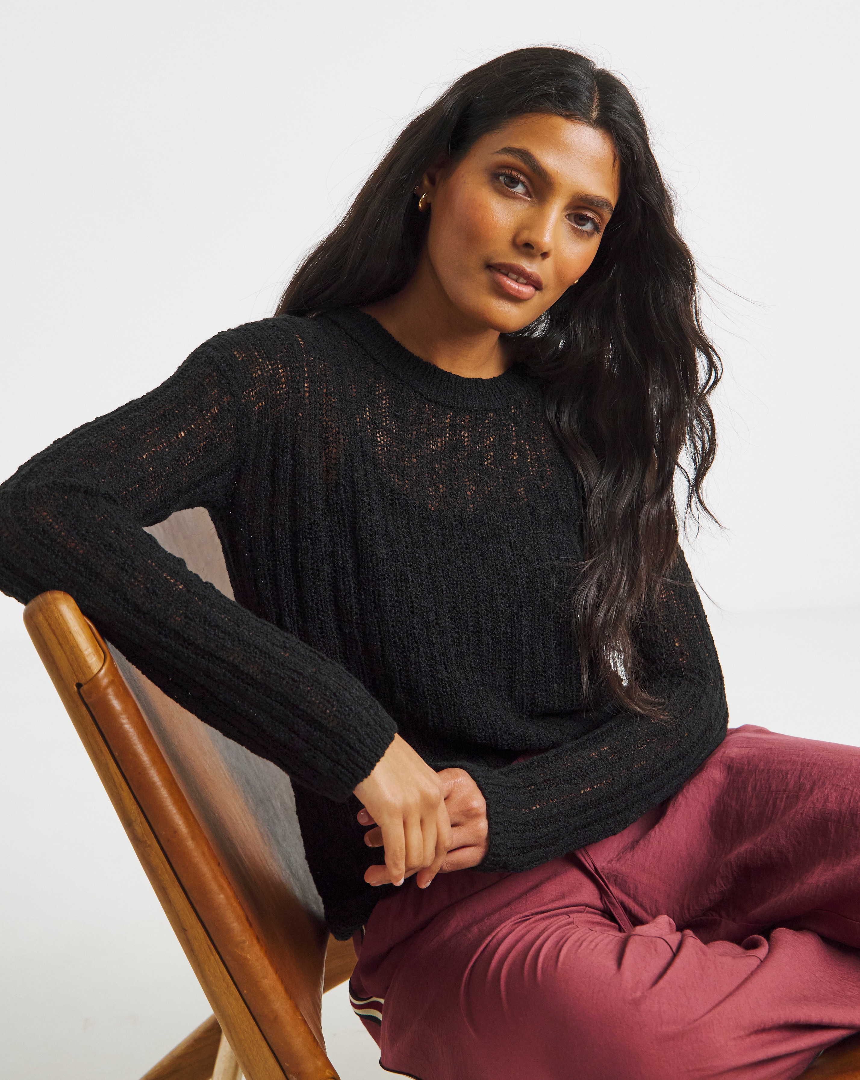 Hole Knit Crew Neck Jumper