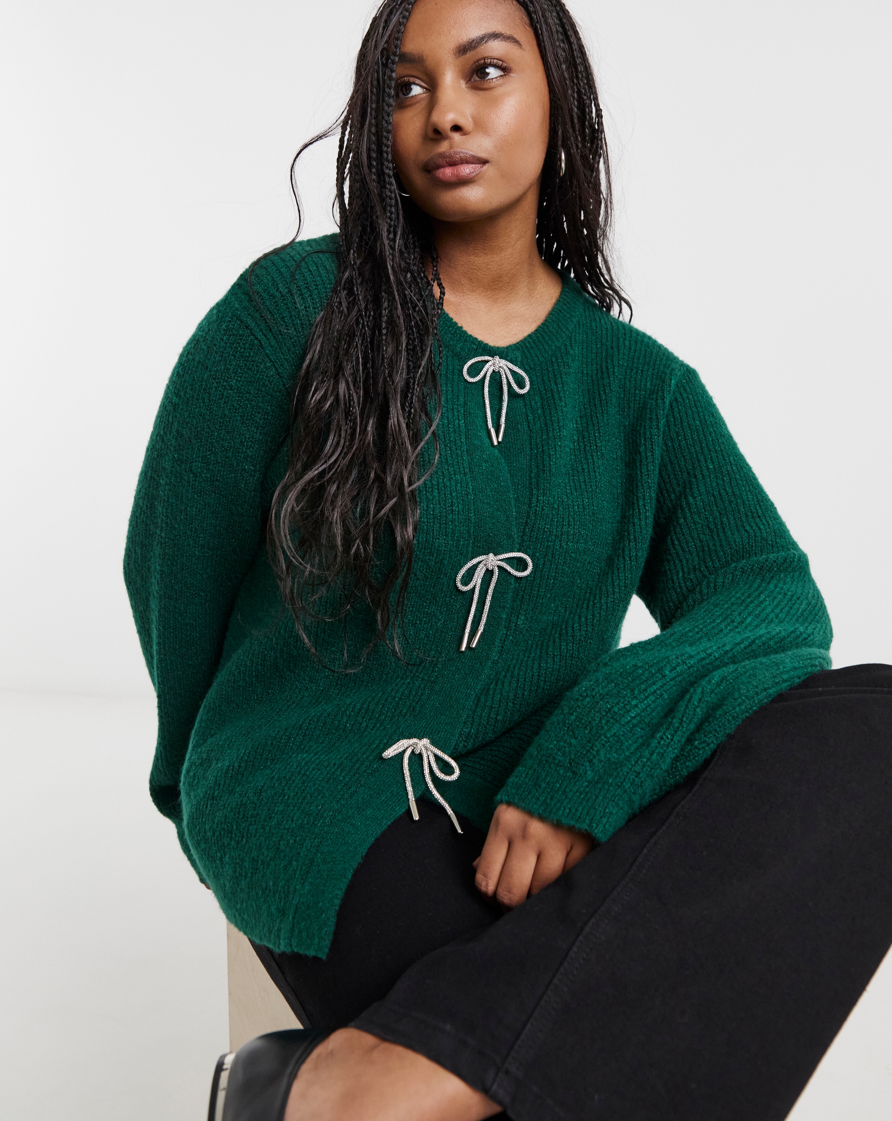 New In - Simply Be Diamante Bow Cardigan