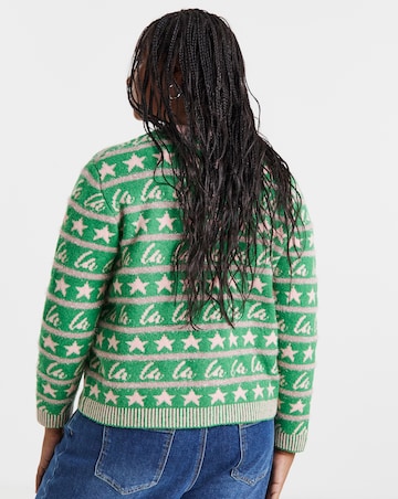 Green & Pink Fa La La La Christmas Cardigan