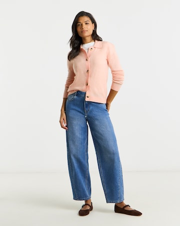 Simply Be Peach Button Through Collar Cardigan