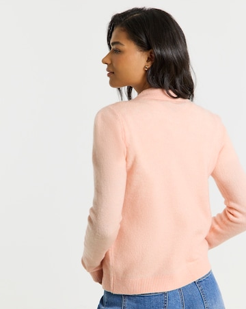 Simply Be Peach Button Through Collar Cardigan