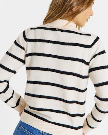 Simply Be Stripe Button Through Collar Cardigan