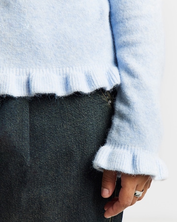 Blue Frill V-Neck Cardigan