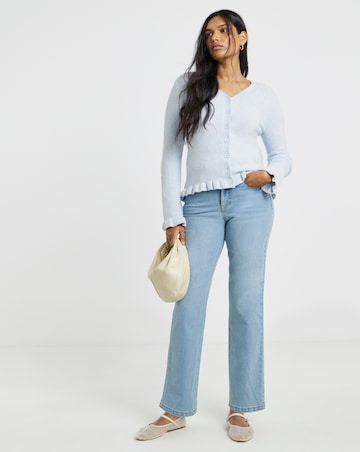 Blue Frill V-Neck Cardigan