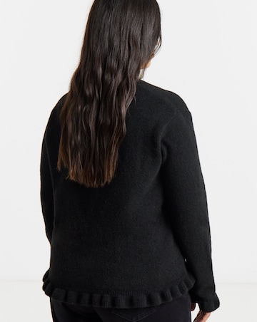 Black Frill V-Neck Cardigan