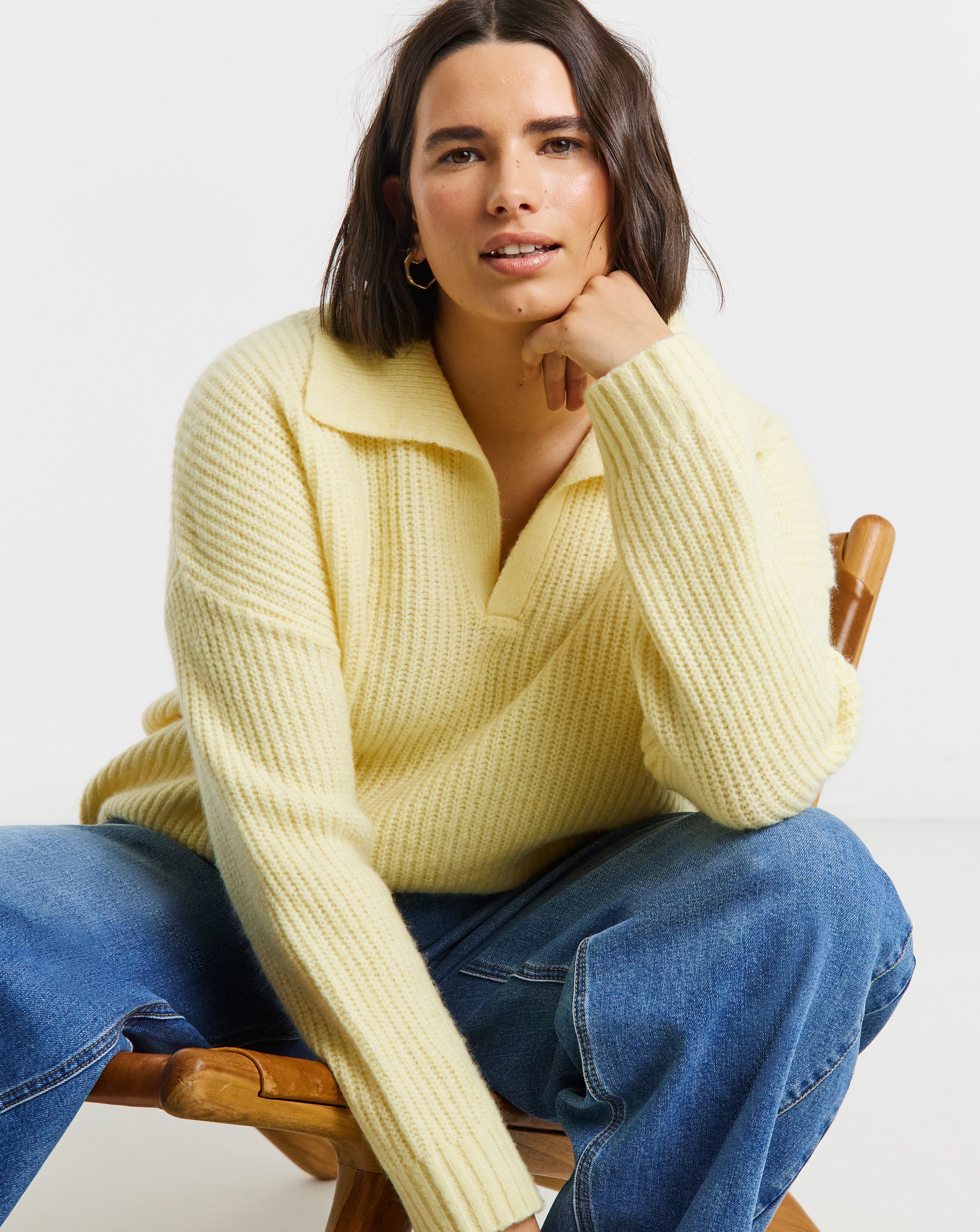 New In - Simply Be Collared Rib Jumper