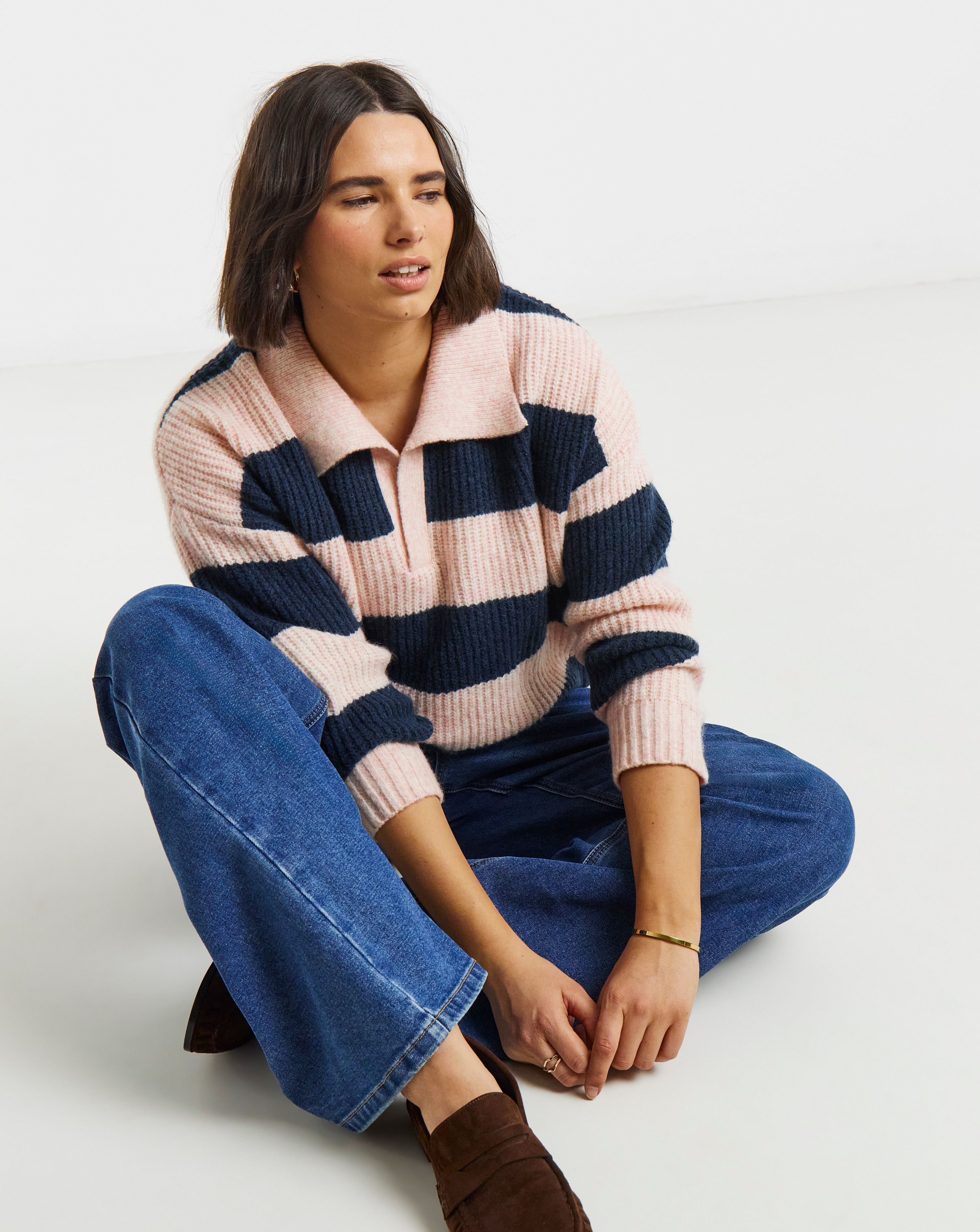 New In - Simply Be Collared Rib Jumper