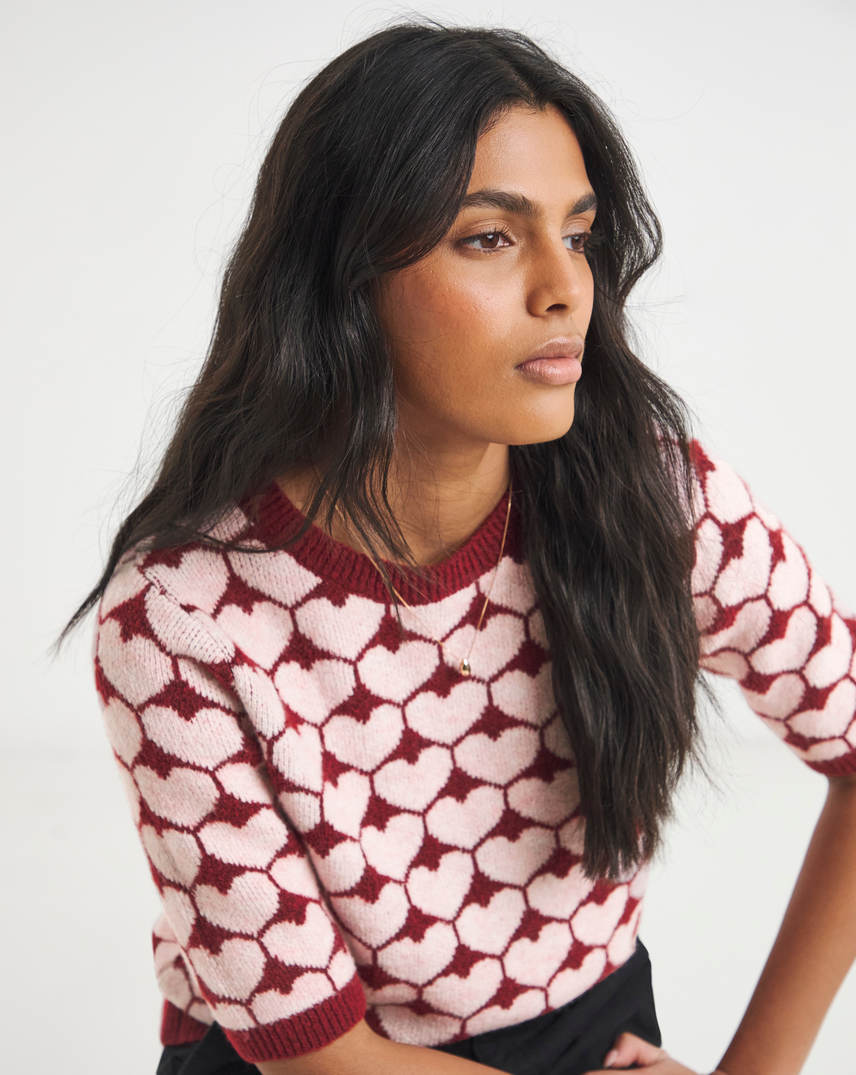 Simply Be Heart Print Knitted T-Shirt