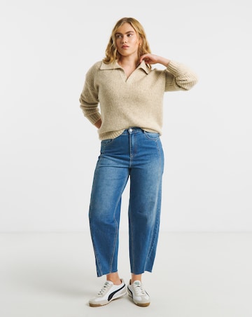 Simply Be Neutral Collared Rib Jumper