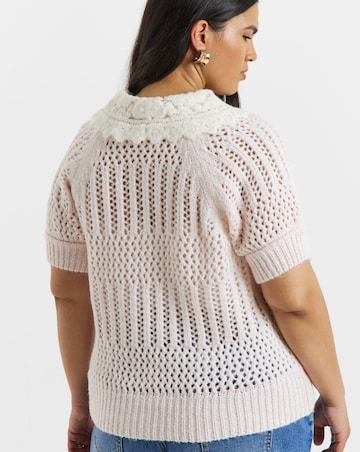 Simply Be Collared Pointelle Knitted Top