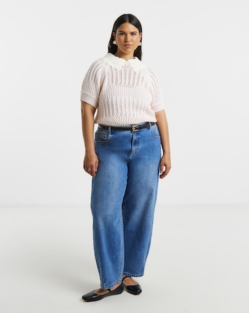 Simply Be Collared Pointelle Knitted Top