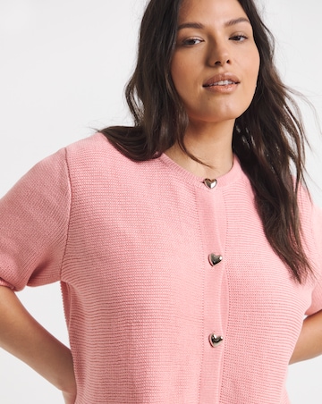Peach Short Sleeve Peplum Cardigan