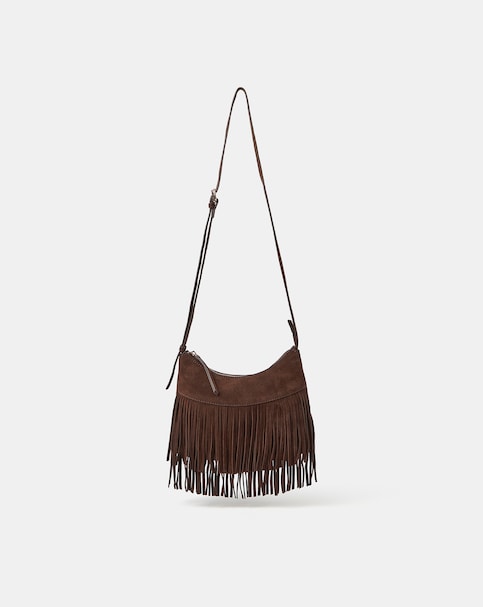 New In - Accessorize Fringe Suede Crossbody Bag