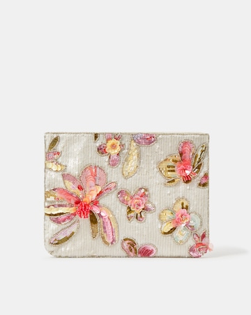 Accessorize Floral Sequin Clutch Bag