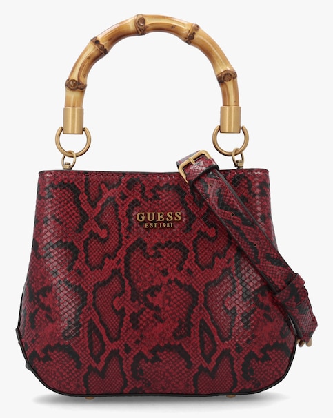 Guess Small Eire Red Python Bucket Bag