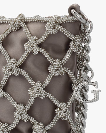 Guess Zalina Silver Diamante Knot Top Zip Shoulder Bag