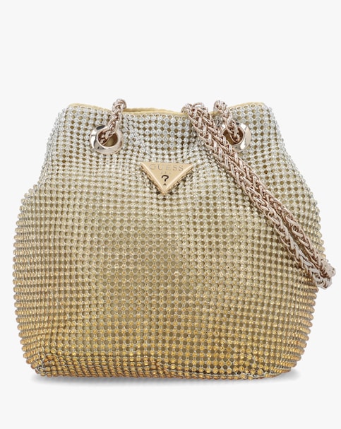 Guess Zalina Gold Diamante Chain Mesh Pouch