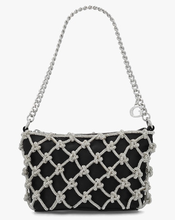 Guess Zalina Black Diamante Knot Top Zip Shoulder Bag