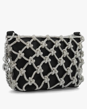 Guess Zalina Black Diamante Knot Top Zip Shoulder Bag