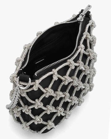 Guess Zalina Black Diamante Knot Top Zip Shoulder Bag