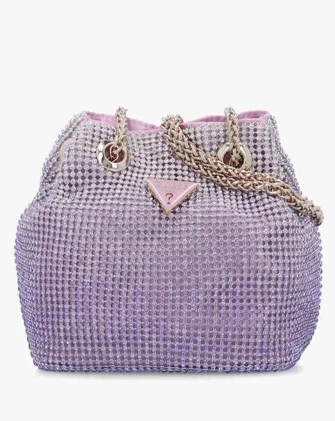 Guess Zalina Orchid Diamante Chain Mesh Pouch